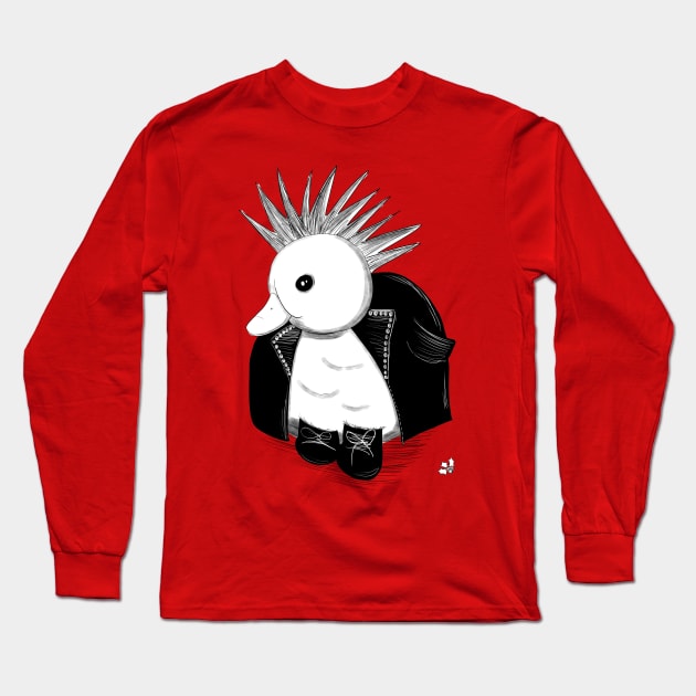 Punk Rock Duck Long Sleeve T-Shirt by hollydoesart